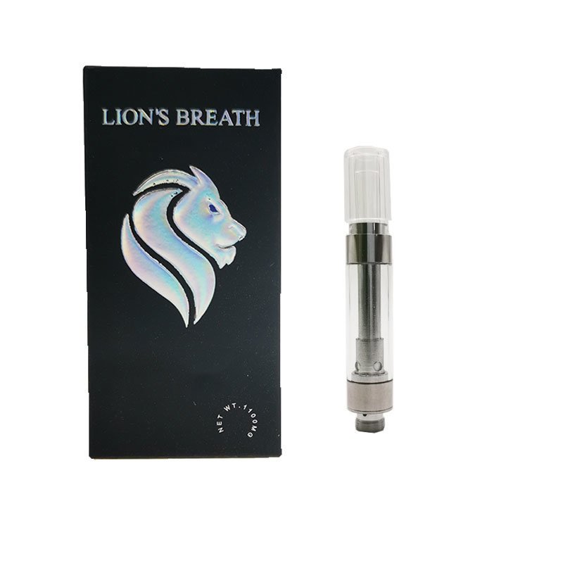 Newest 1ml 0 8ml Lions Breath Carts Vape Cartridges Empty Ceramic Coil 510 Atomizers with Round Press in Cartridge E Cig Vaporizers Packaging
